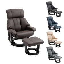HOMCOM PU Leather Reclining Chair with Side Pocket and Remote Control