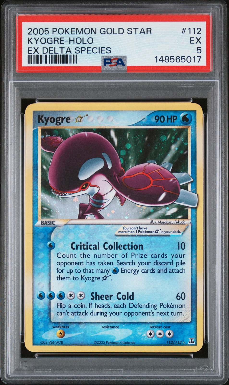 2005 Pokemon Gold Star EX Delta Species Kyogre Holo EX Delta Species PSA 5 #112