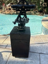 1946 W. & L.E. Gurley Brass Surveyors Transit Orig Leather & Wood Box Troy, NY