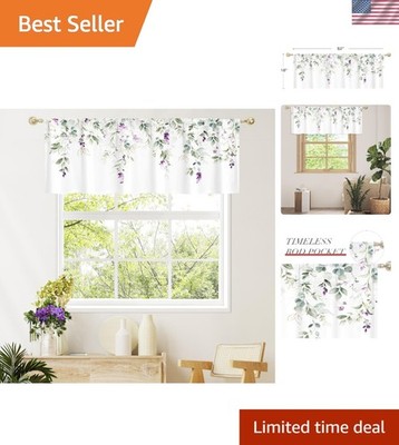 Machine Washable Sage Green Eucalyptus Valances   Elegant Window Treatment 52x18