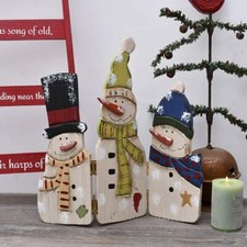 Wooden Christmas Snowman Table Top Decoration Wood Xmas Snowmen Sign 12.5"H