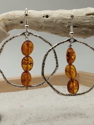 Boucles d'oreilles avec de vraies AMBRE ' crochet argent