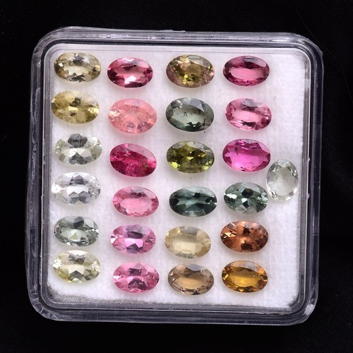 25 piezas piedras preciosas sueltas corte ovalado brillante multicolor turmalina natural de 6 mm * 4 mm - Imagen 2 de 10