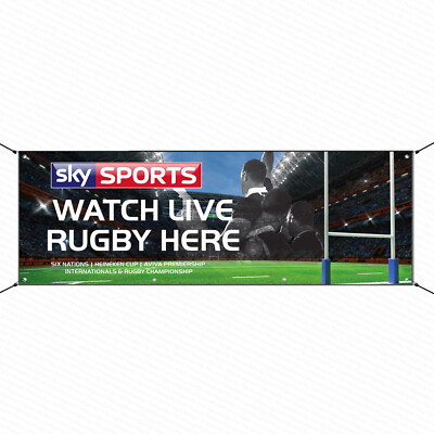 Sky Sports Rugby Live Here Outdoor Banner Geschäftsschild Bar Club Pub 6 Fuß x 2 Fuß