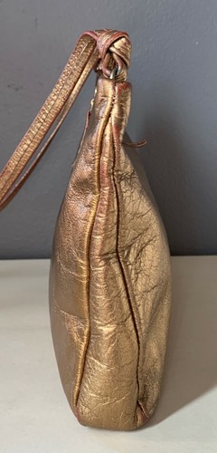 VTG 70S ETRA*LOVELY!!BRONZE GOLD LEATHER CROSS BODY PURSE BAG INTERNAL FLEX - Picture 5 of 6