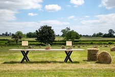Garden Table 4m Long. Steel Legs And Powder Coated. 40mm Cypress Top.