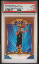 Victor Wembanyama 2023-24 Panini Elite Glass Masters #8 - Gold #'d 7/10 - PSA 9