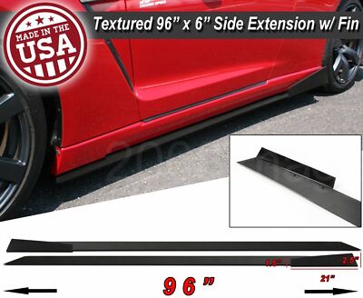 96'' x 6'' Extension Flat Bottom Line Lip Side Skirt w/ Fin Diffuser For Chevy