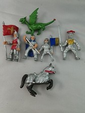 Safari Ltd 6pc Set Miniature Medieval Figurines 4 Knights, Horse  Green Dragon