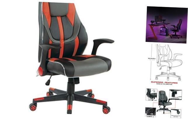 Output Mid-Back LED Lit Gaming Chair with Thick Padded Seat and Lumbar