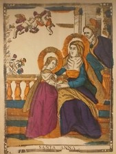 RELIGIOUS IMAGERY ITALY - Santa Anna - woodcut 19th century