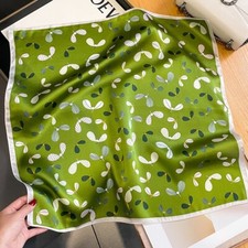 Green Leaves Square Scarf Bandana 100 Silk Women Fashion Kerchief Wrap 53 53cm