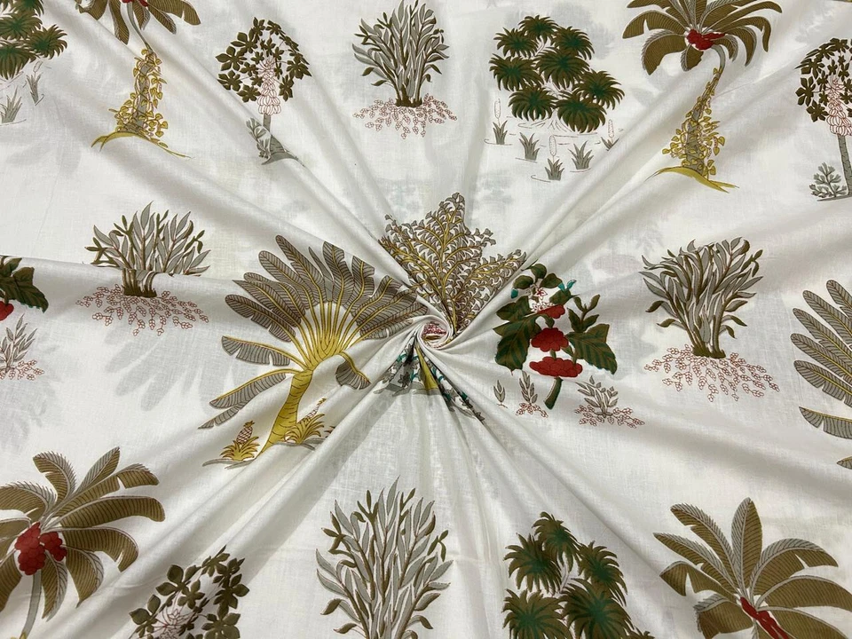 3 yard voile cotton fabric hand block print Multi Floral Fabric Print_010 - Image 2 of 4