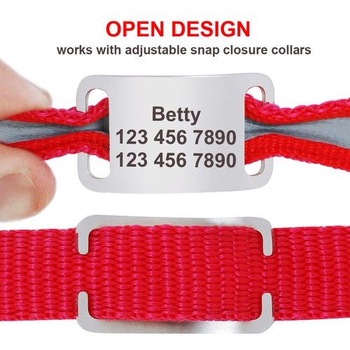 Slide-on Dog Cat Tag Custom Name ID Tag for Collar No Noise Stainless Steel S-XL - Picture 12 of 16