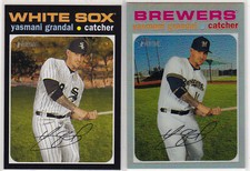 Yasmani Grandal Brewers 2020 Topps Heritage Silver Refractor /571 + Base 424 LOT