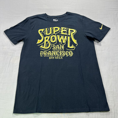 #ad Nike Super Bowl 50 Shirt Mens Large Black San Francisco Bay Area Crew Tee $12.70