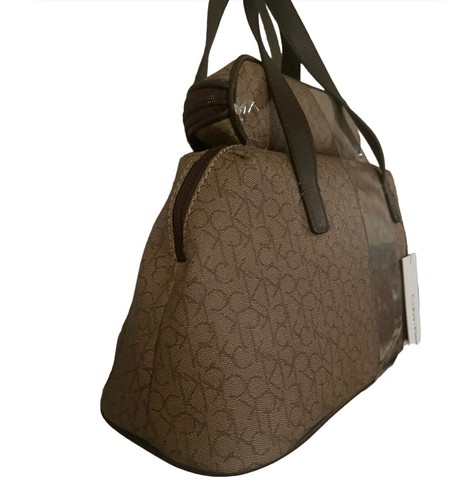 Calvin klein handbag top handle leather satchel With Pouch Brown Color - Picture 9 of 13