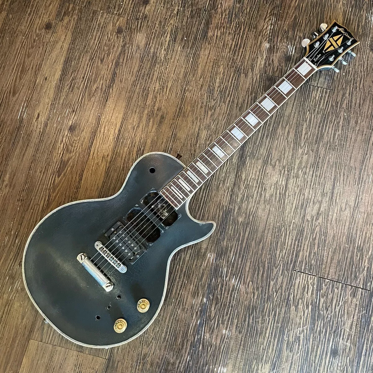 Electric Guitar Aria Pro II Les Paul Custom Black Modified 80% Frets Remain