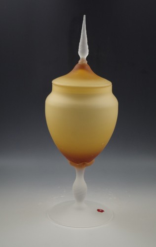 EMPOLI ITALIA BARATTOLO CARAMELLE VETRO SATINATO AMBRA 15" BARATTOLO FARMACIA SCATOLA ORIGINALE VINTAGE - Foto 1 di 4