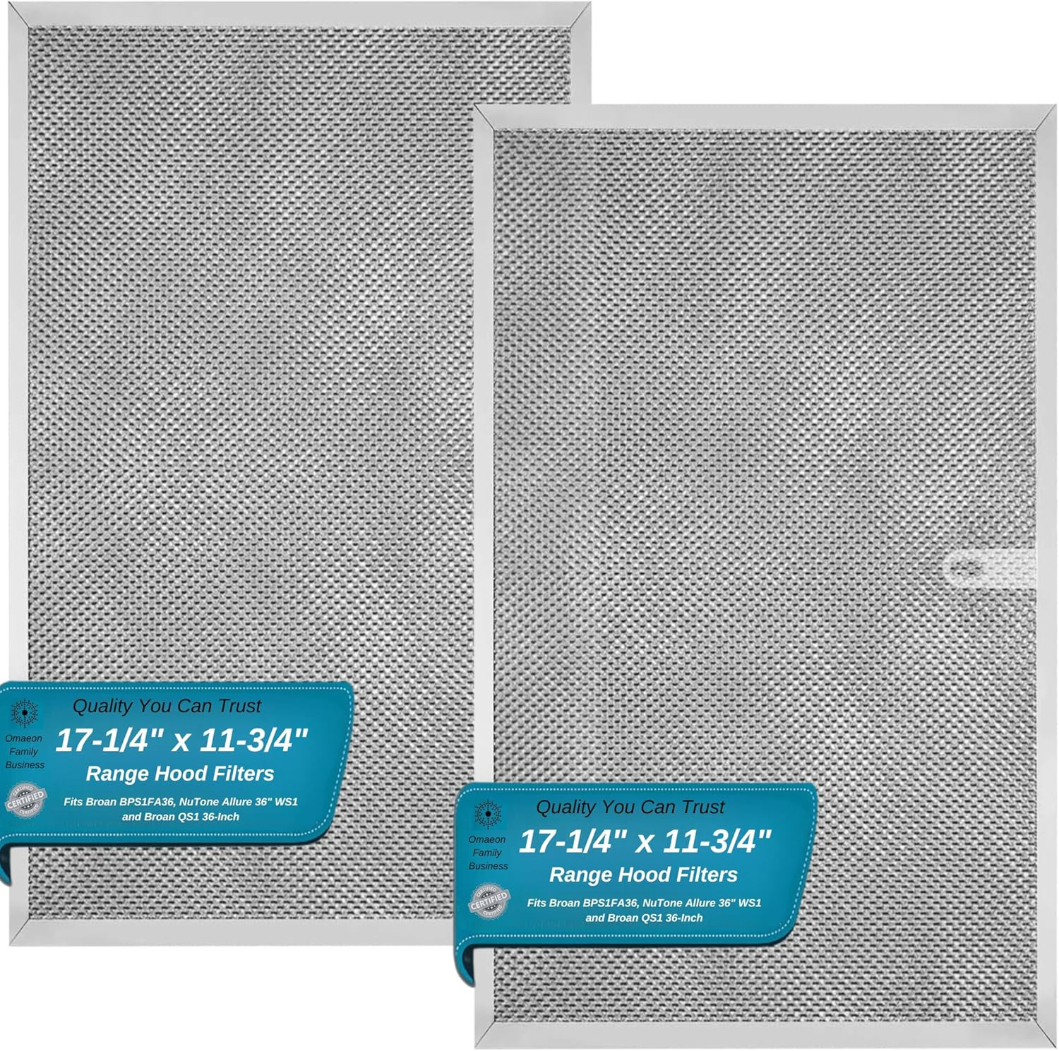 Broan Model BPS1FA36 Range Hood Filter 11-3/4" X 17-1/4" X 3/8" for Nutone Allur