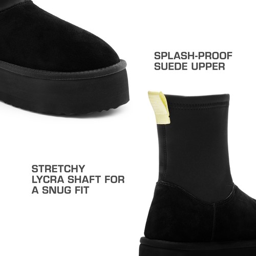 Snow Boots Mid Calf Platform with Warm Faux Fur Lined for Outdoor Indoor Fashion - Picture 5 of 10