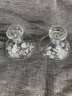 Vtg Avon Lead Crystal Candle Holders Hummingbirds Morning Glories