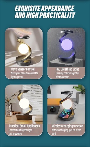 Rechargeable Reading Desk Lamp Bedside Camping Light Supports wireless charge - Picture 9 of 24