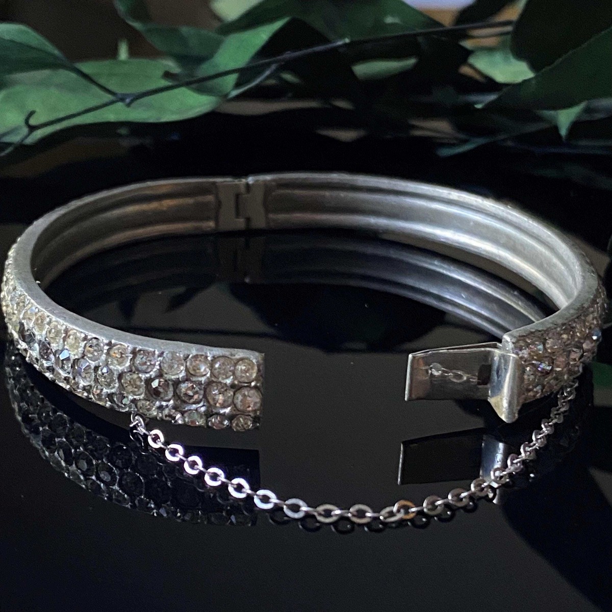 Vintage Pot Metal Rhinestone Bangle View 4