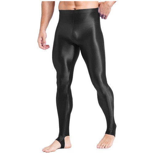 Pantaloni a compressione con staffa lucidi da uomo collant stretti controllo pancia modellante - Foto 22 di 105