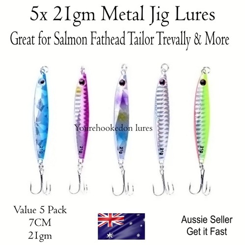21gm Metal Jig Jigging Fishing Lures Salmon Flathead Mackerel Tailor Herring 5pk - Picture 3 of 4