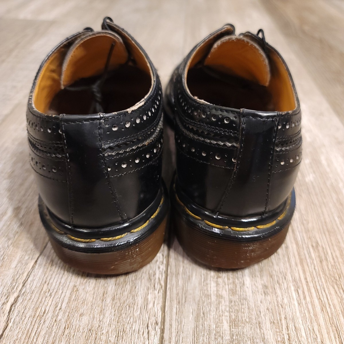 Vintage Dr Martens 3989/59 Gloss Black Brogue Wingtip Shoes