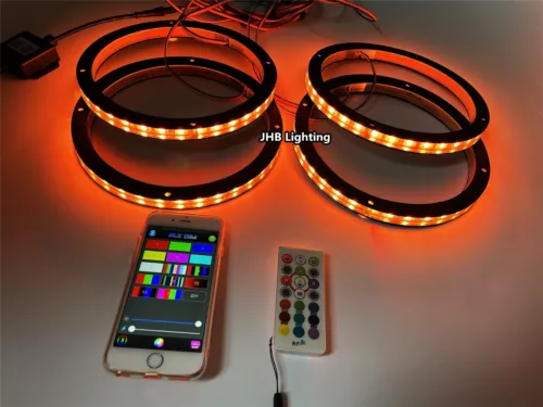 4PCS 15" Bluetooth Remote RGB Color Change Trucks ATV LED Speaker Rings Lights