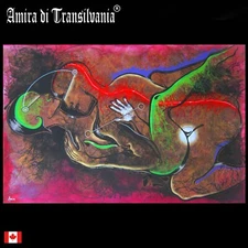 erotic art painting abstract contemporary love woman men surrealism pop original