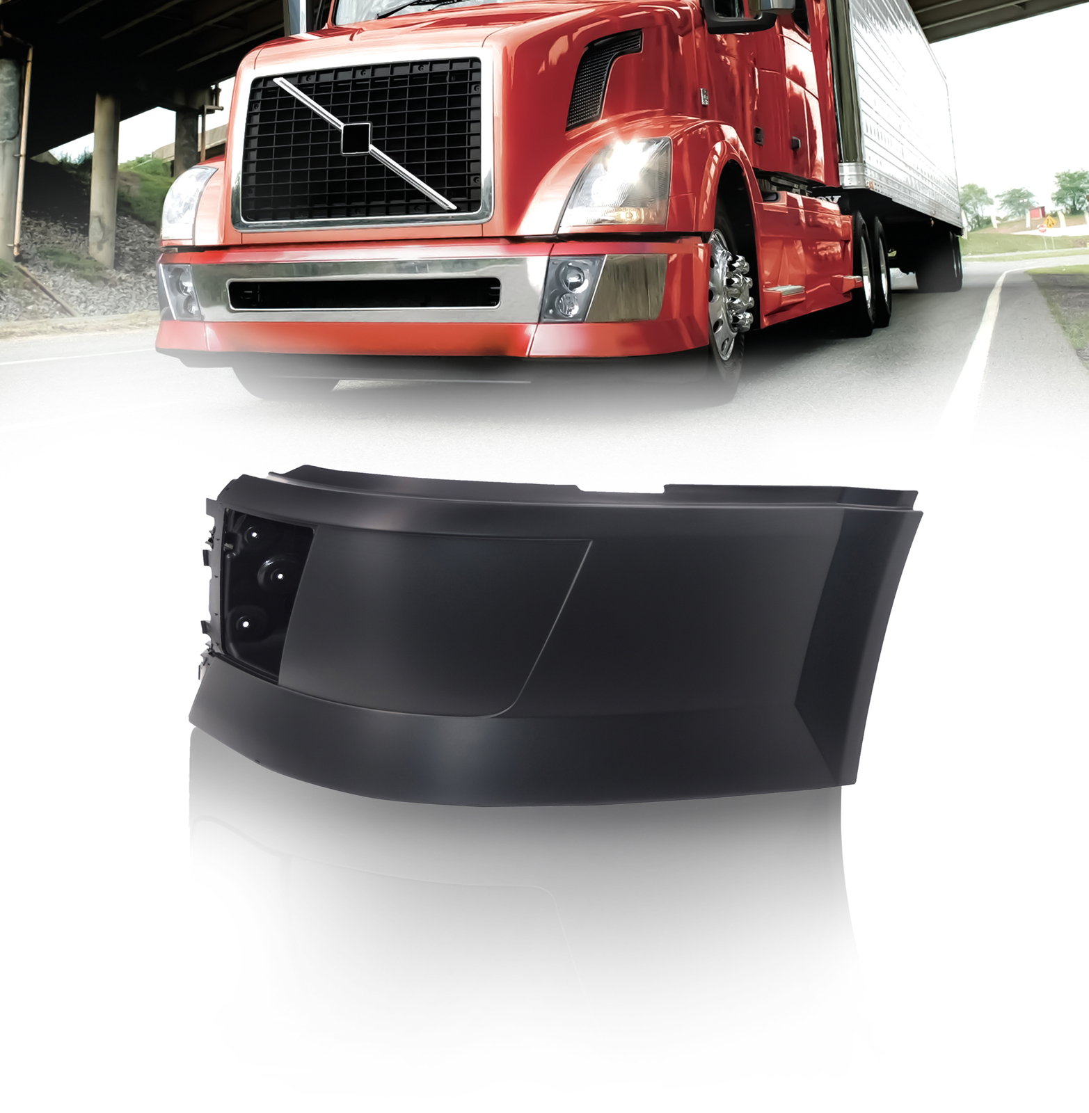 Volvo VNL 2004-2015 Driver Side Corner Bumper with Fog Light Opening  