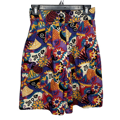Vintage 80s Hey Max Get Her Funky Abstract Geo High Waist Shorts Size M