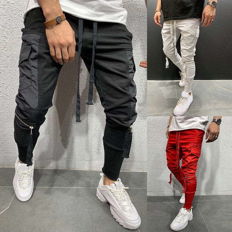 Men Casual Baggy Joggers Pants Sweatpants Cargo Active Sports Slim-Fit  Trousers