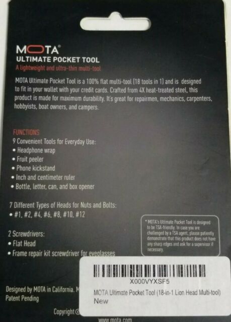 6- packs of MOTA Ultimate Pocket Tool (18-in-1 Lion Head Multi-tool) OI8782