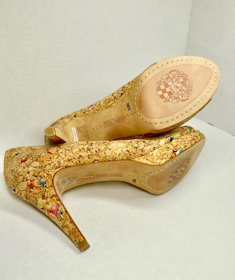 NOVO - Vince Camuto - Salto Alto Plataforma - Tamanho EUA Tamanho 7.5 - Cortiça - Bom Estado - Imagem 3 de 4