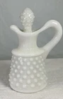 Vintage Fenton Hobnail Milk Glass  Cruet  Bottle With Stopper