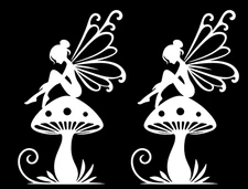 Sexy Pixie Fairy Mushroom 6" White Vinyl Decals Car Truck Window Tablet Tumblers