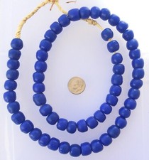 Ghana handmade Opaque Blue Krobo recycled Glass African trade Beads-Ghana