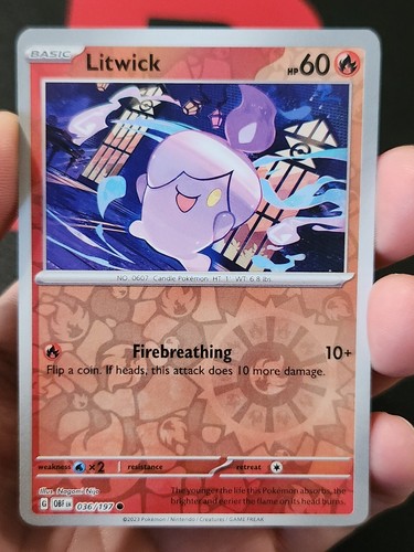  Litwick 036/197 Reverse Holographic Common Obsidian Flames Pokémon TCG - Bild 6 von 7