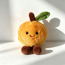 Amuseables Fuzzy Peach Plush Keychain Cute Soft Bag Charm Gift NWT