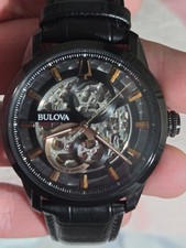 Orologio Bulova Sutton Skeleton 98A283 Automatico Nero Uomo Full Set Come Nuovo