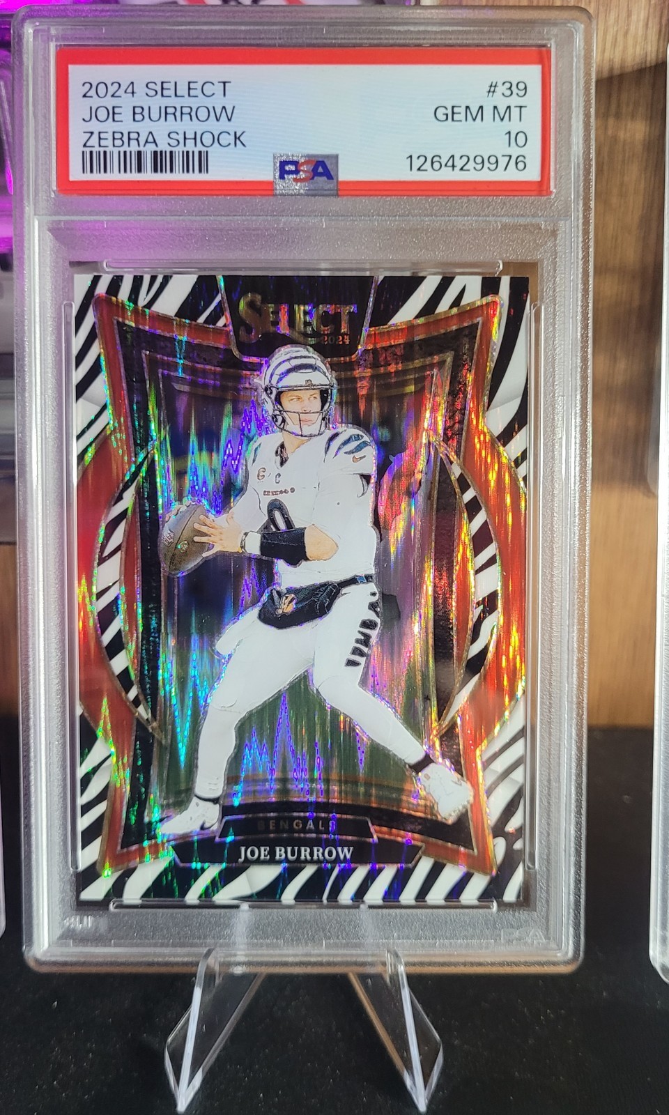 2024 Panini Select - Concourse Joe Burrow #39 Zebra Prizm Shock PSA 10