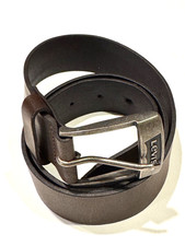 Levis Belt Mens Medium 34 Brown Leather Silver Buckle Casual Classic Western