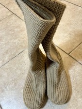 UGG Australia Womens Classic Knit Cardy Crochet Boots Woven Sheepskin Tan Size 9