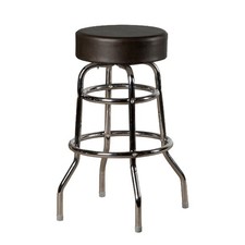 Oak Street Mfg SL2129BLK Black Button Top Stool w/Chrome Frame