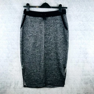 TU Jupe Crayon Femme 42 Gris Noir Mi‑Longue Elastique Poches Fente Travail - Photo 1/4