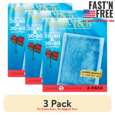 (3 Box) Aqua-Tech EZ-Change Replacement #3 Aquarium Filter Cartridge, 6 pack